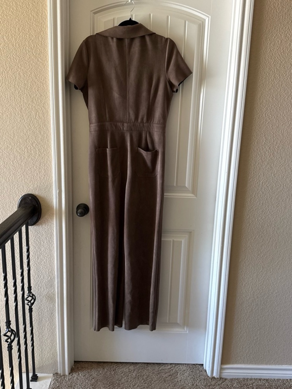 Express Brown Short-Sleeve Utility Jumpsuit
